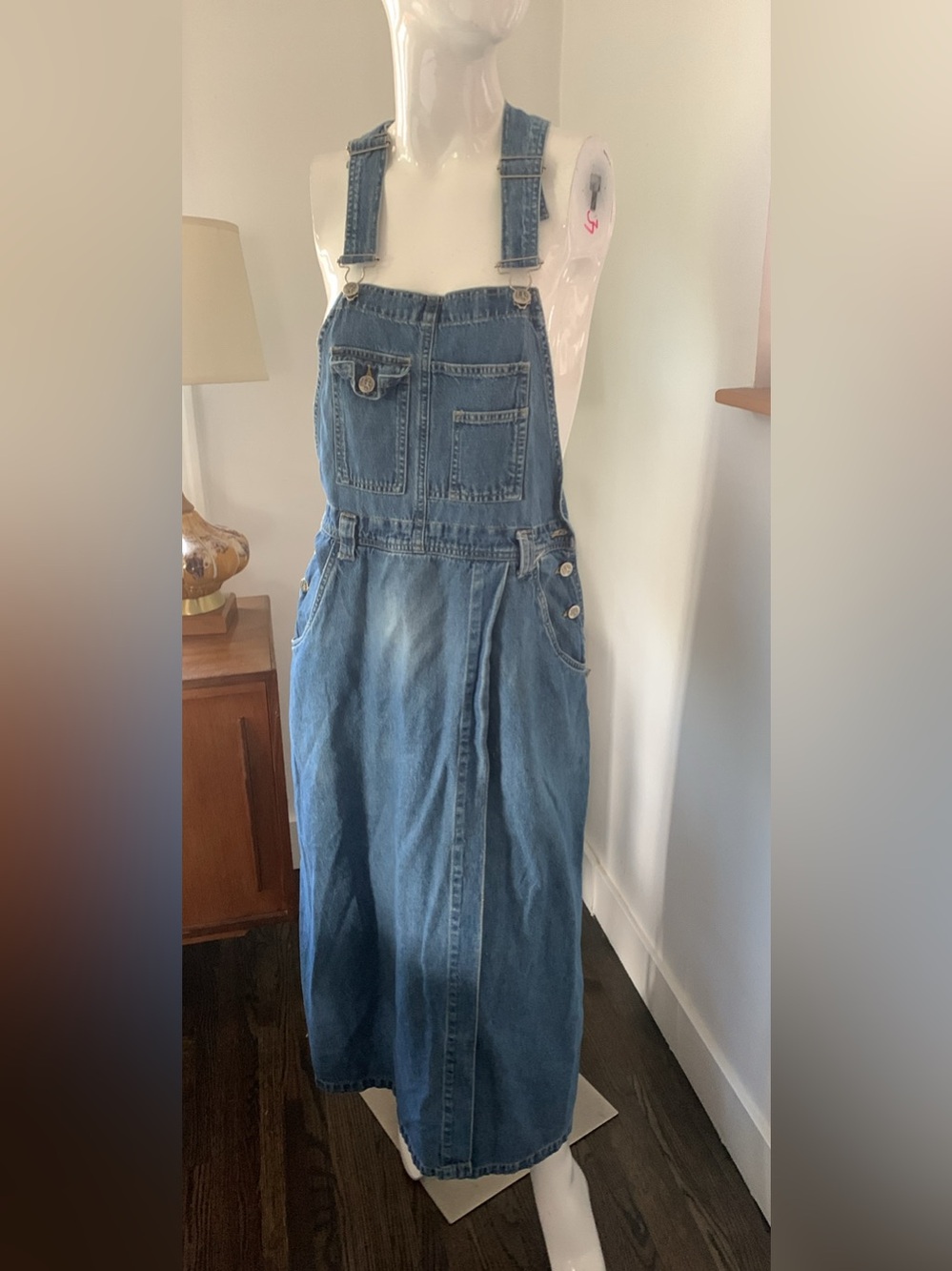 Express Blue Denim Overall Maxi Dress